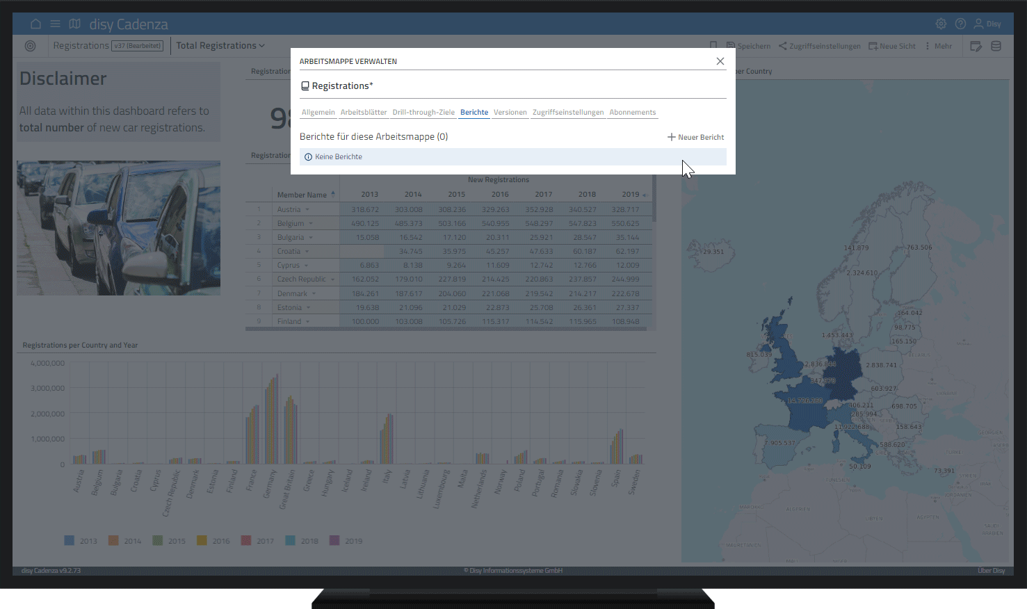 Kuratierten Bericht in der Datenanalyse-Software disy Cadenza erstellen.
