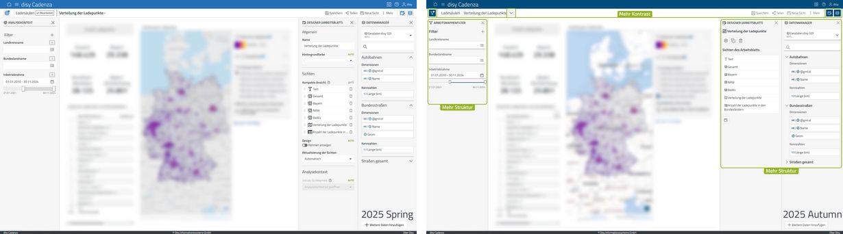Mehr Barrierefreiheit: Die Datenanalyse-Software disy Cadenza erstrahlt in neuem Look mit mehr Kontrasten und barrierefreien Elementen.