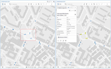 Anzahl der Unfälle an einem Ort mithilfe des Auswahlkorbs in der Datenanalyse-Software disy Cadenza herausfinden.