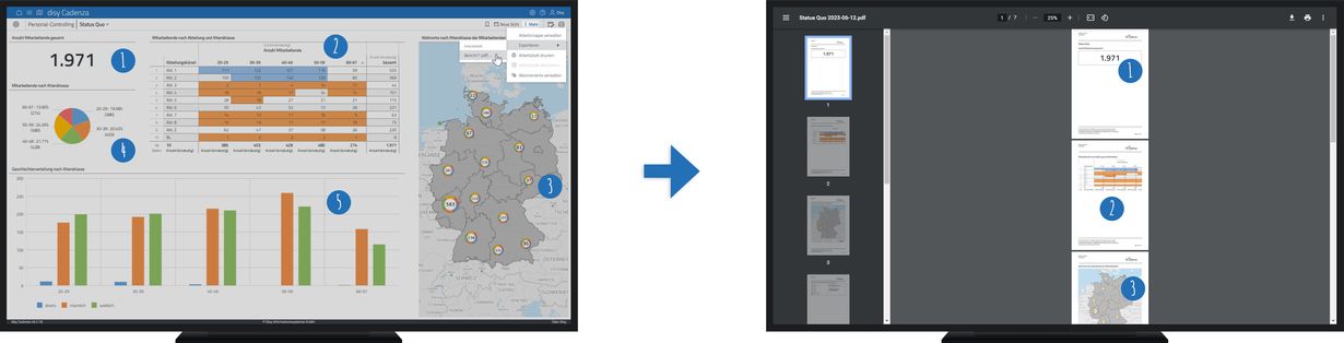 Ad-hoc-Bericht eines Arbeitsblatts in der Datenanalyse-Software disy Cadenza erstellen.