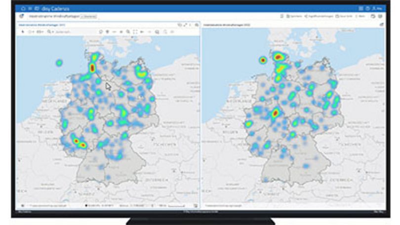 Karten in der Datenanalyse-Software disy Cadenza koppeln und nebeneinander darstellen.