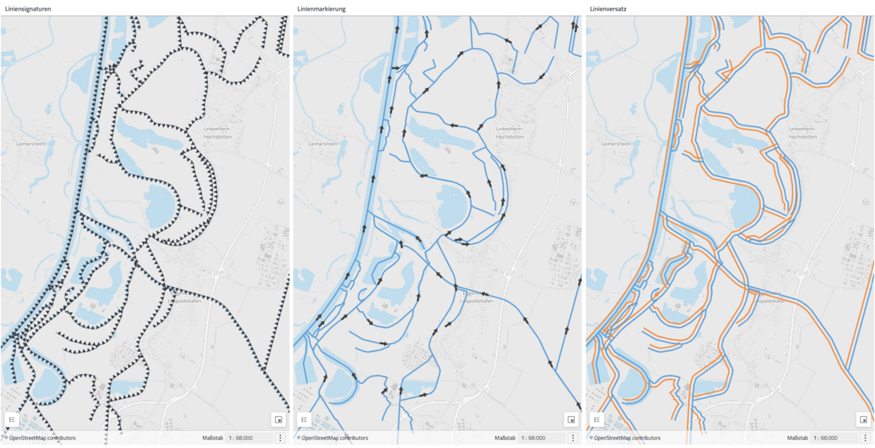 Erweiterte Symbolisierung in disy Cadenza 2026 Spring mit Liniensignaturen, Linienmarkierung und Linienversatz