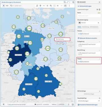 Maptip in der Datenanalyse-Software disy Cadenza einstellen