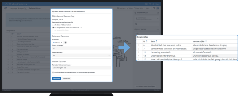 Analyseerweiterungen in der Datenanalyse-Software disy Cadenza: Mittels Large Language Models Übersetzungen in disy Cadenza ermöglichen.