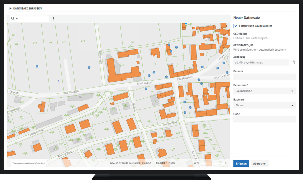 Punktobjekte in der Karte in der Datenanalyse-Software disy Cadenza Workbooks erfassen