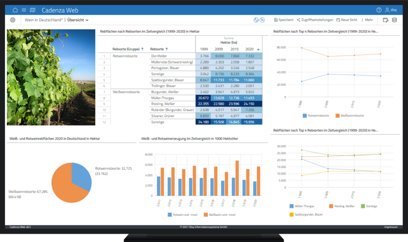 Fertige Arbeitsmappe mit zwei Arbeitsblättern in der Datenanalyse-Software Cadenza 