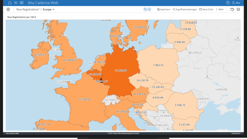 Flächendaten mit Geo-Analytics in der Datenanalyse-Software Cadenza einfärben
