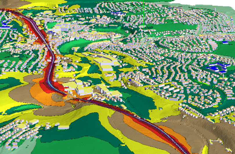Karte Isophonendarstellung in 3D
