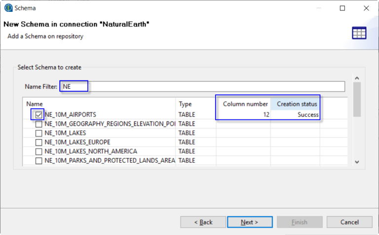 Fig. 4: The table "NE_10M_AIRPORTS" is selected and loaded